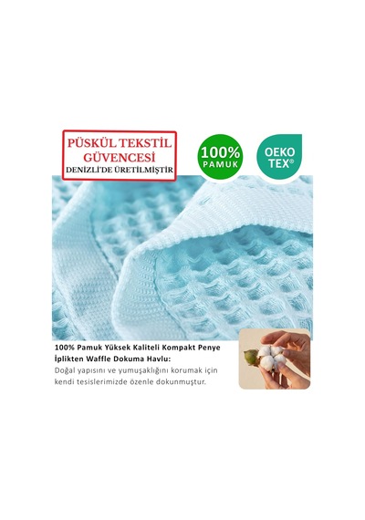 Püskül Açık Mavi, Pakette 3-adet 30x30 Cm Mutfak Havlusu, Misafir Havlusu Çok Renkli