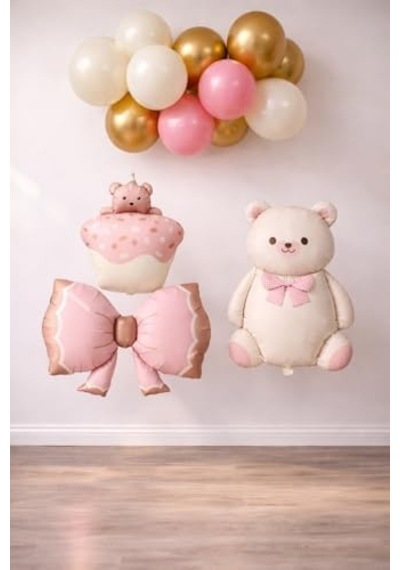 Baby Shower Retro Ayıcık Temalı Kız Bebek Kutlama Seti 256