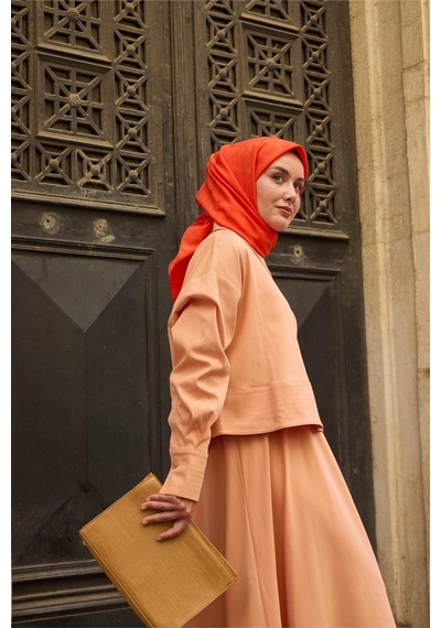 Silk Home Monogram Pamuk İpek Eşarp 130001-11 turuncu