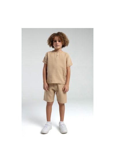Roly Poly Premium Erkek Çocuk Keten Pamuklu Rahat Kalıp Kısa Kol Bermuda Şortlu Pijama Takım Bej Roly Poly Premium Erkek Çocuk Keten Pamuklu Rahat Kalıp Kısa Kol Bermuda Şortlu Pijama Takım Bej