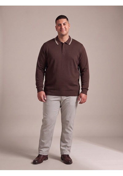 Maccali Erkek Koyu Kahve Büyük Beden Gizli Fermuarlı Polo Yaka Triko Sweatshirt Maccali Erkek Koyu Kahve Büyük Beden Gizli Fermuarlı Polo Yaka Triko Sweatshirt