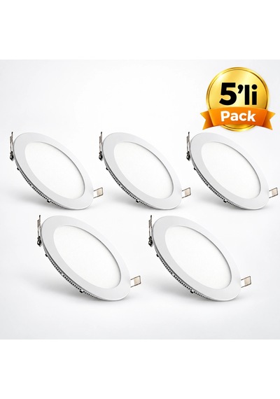 Horoz 15w Beyaz Kasa 2700k Slim Panel Led 5''li Pack Çok Renkli