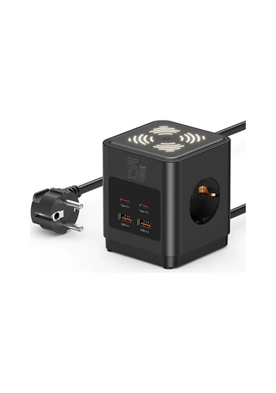 Akım Korumalı 3 Lü Priz Gece Lambalı 25w 2xusb 2xtype-c Çıkış Yüksek Gerilim Koruma Priz Çoğaltıcı 2 M