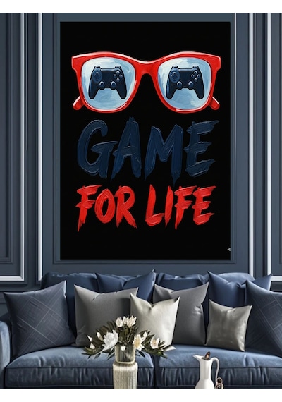 Karizma Tablo Kırmızı Gözlüklü Gamer Posteri Dekoratif Kanvas - Mdf Ahşap Tablo