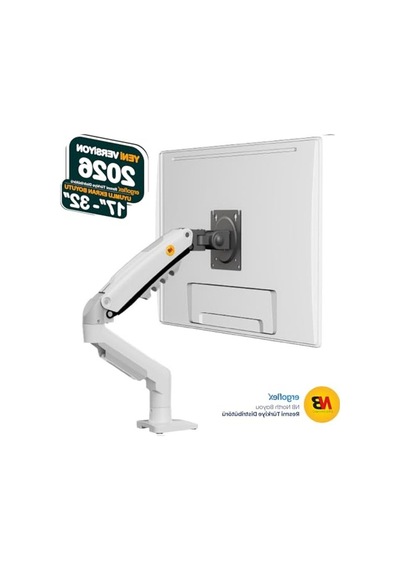 Ergonomik Monitör Standı, 17-32 İnç Uyumlu, Modern Tasarım İle Beyaz Renk