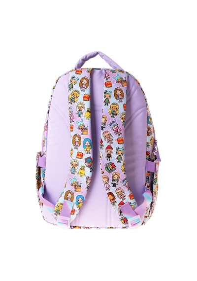 Kaukko Kids Beş Bölmeli Kız Çocuk Toca Life Baskılı Lila - Turkuaz İlkokul Okul Sırt Çantası - L5338 Çok Renkli