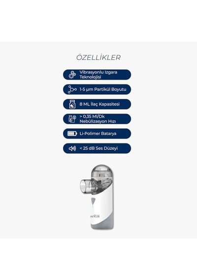 Ayrex Direct Nexus Nexus Taşınabilir Mesh Nebulizatör Şarzlı Çok Hafif Süper Sessiz