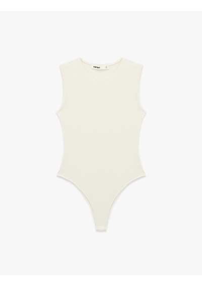 Koton Slim Fit Bisiklet Yaka Kolsuz Bodysuit Ekru 6sak10103ek Ekru