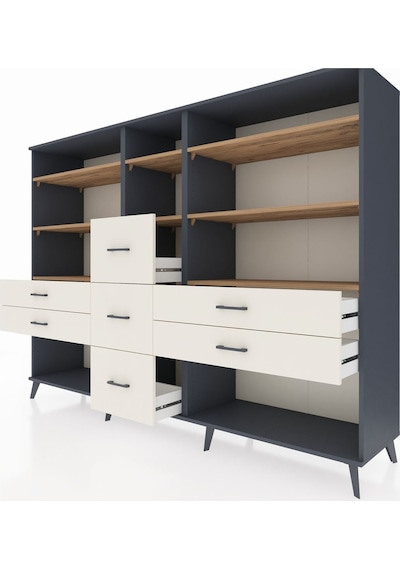 Hyperion Dolap 8 Raflı 7 Çekmeceli 220x44x163 Antrasit-çam/aytaş Antrasit-çam/aytaşı Hyperion Dolap 8 Raflı 7 Çekmeceli 220x44x163 Antrasit-çam/aytaş Antrasit-çam/aytaşı