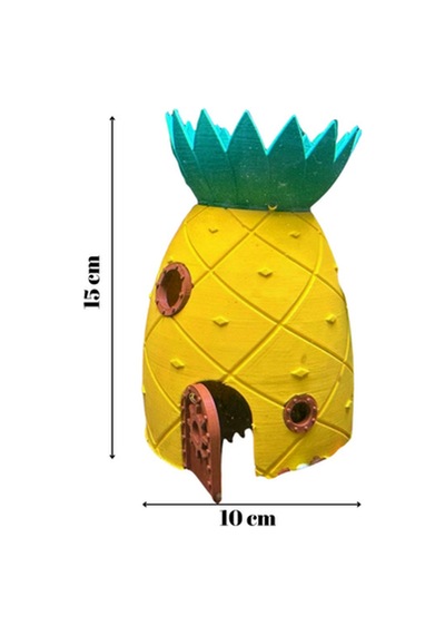 Akvaryum Dekor Ananas Ev 15 Cm Yükseklik 10 Cm Genişlik Balık Yuvası Ana-1510-01, One Size