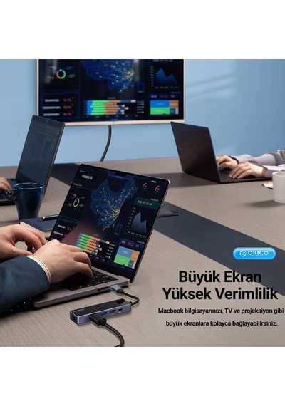 Tr Type-c Pd100w 4k 30hz Hdmı 3.5mm Jak Sd Tf Kart Okuyucu 3 Usb Portlu Hub Çoklayıcı