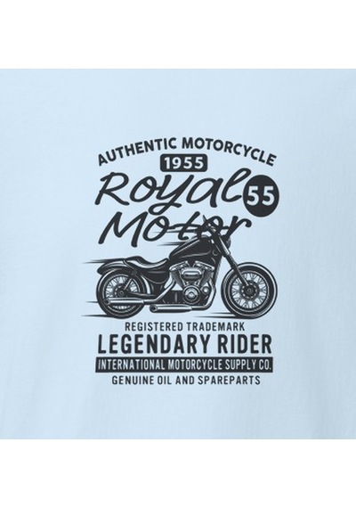 Wildstyle Royal Motor Legendary Rider Motosiklet Vintage Motor Baskılı Unisex Bisiklet Yaka Pamuklu Tişört - B