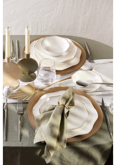 Emsan Lotus Fine Bone 53 Parça 12 Kişilik Yemek Takımı Gold