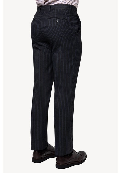 Erkek Füme Regular Fit Çizgili Kumaş Pantolon