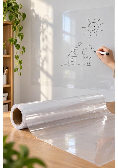 5 Adet Kendinden Yapışkanlı Şeffaf Tahta Filmi Pvc Silinebilir Duvar Yazı Tahtası Film 2 Metre X 60 Cm, Okul Kreş Adhesive Dry-erase Diğer
