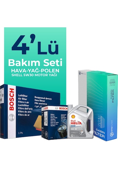Bosch Peugeot 107 1.0 Filtre Bakım Seti Shell Motor Yağlı (2005-2014) 4 Lü