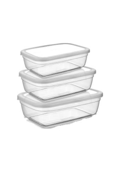 Asude Asd027 Maya Dikdörtgen 3'lü Şeffaf Saklama Set 500-900-1500 Ml Çok Renkli