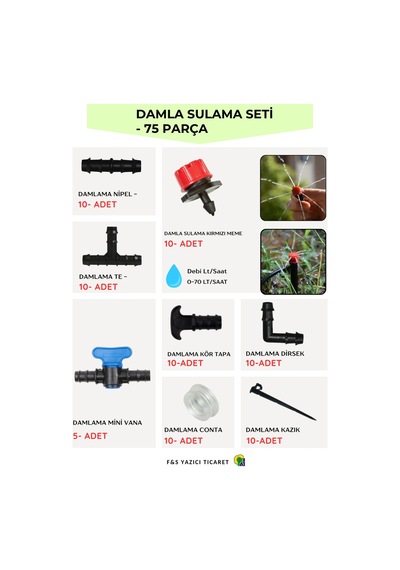 Damlama Sulama Borusu Ek Parçaları - 75 Parça Diğer