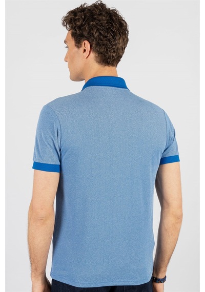 Tudors Slim Fit Melanj Düz Polo Yaka T-Shirt-24702 Mavi