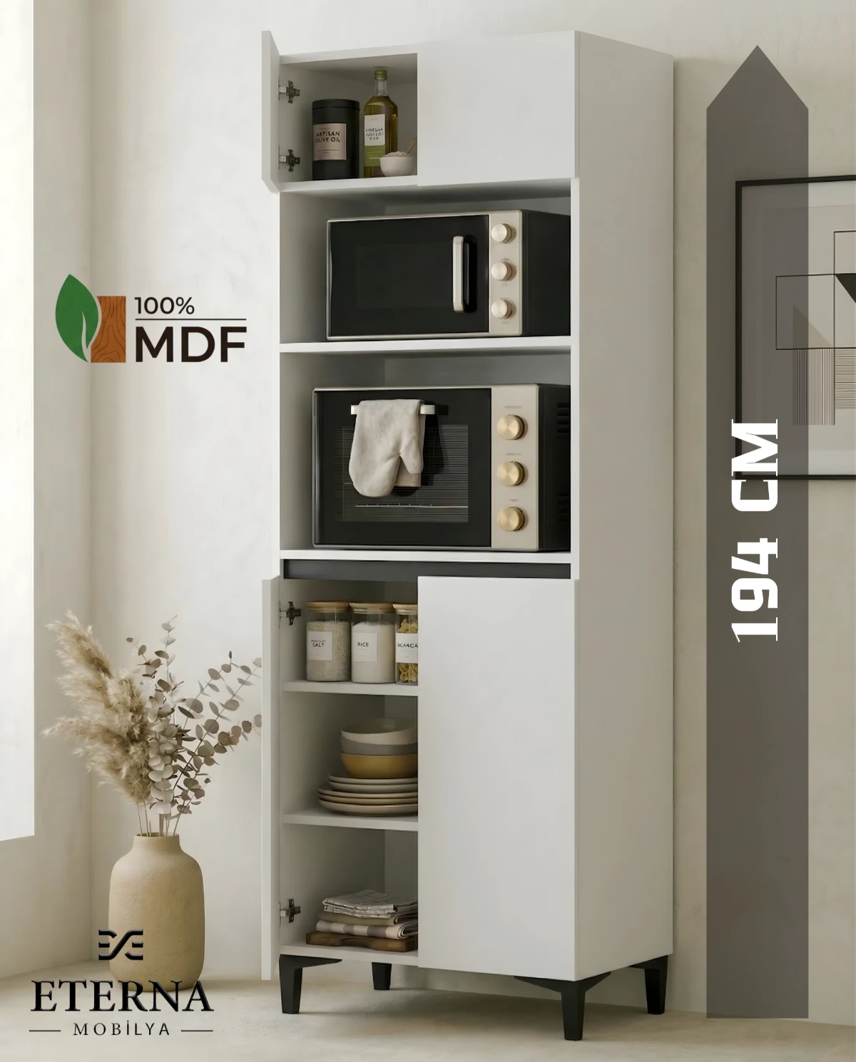 Fırın Dolabı Mikrodalga Fırın Dolabı Mutfak Dolabı Kiler Dolabı Erzak Dolabı Beyaz
