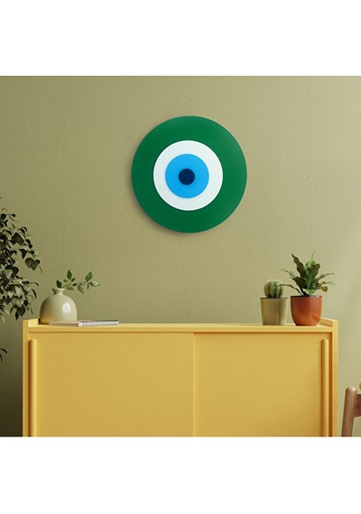 Minimalist Yaprak Yeşili Nazar Boncuğu El Yapımı Ahşap Büyük Naza