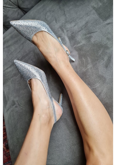 036 6169 Topukla Kadın Taşlı Topuklu Stiletto Abiye Ayakkabı 001