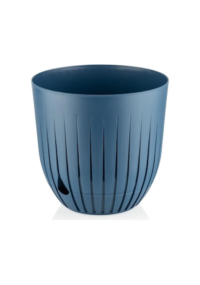 Çizgi Saksı Plastik Delikli Tabaklı Çiçek Saksısı 1 Adet, Mavi, 10 Litre Diğer