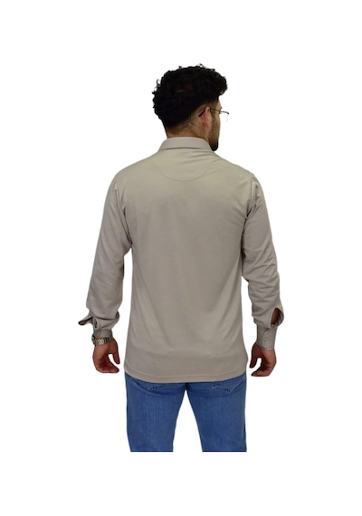 Erkek Gömlek Yaka Uzunkol Tişört T6063 Bgl-st04542 Taş