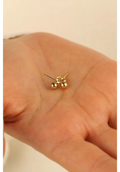 14 Ayar 2mm Top Altın Küpe