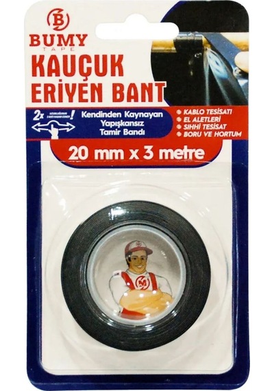 Bumy Kauçuk Eriyen Bant Siyah 20 Mm X 3 Metre