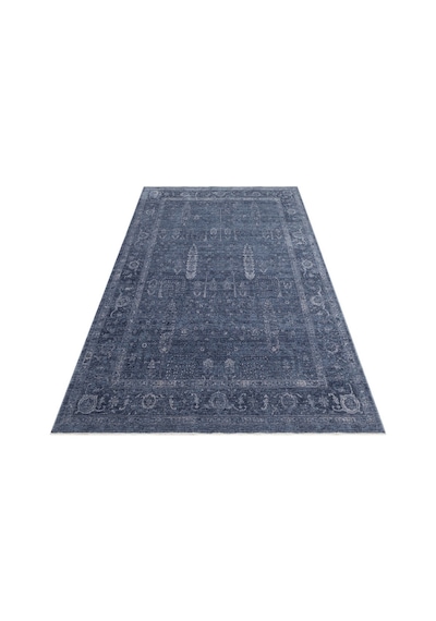 Shiraz Shr 03 Navy Vintage Eskitme Tarzı Yumuşak Dokulu Salon Halısı Oturma Odası Halısı Lacivert