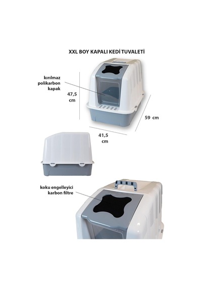 Xxl Kapalı Tuvalet+ Taşıma Sepeti+yatak+tırmalama+paspas+3 Katlı Oyuncak Kedi Başlangıç Seti-xx