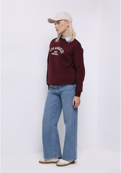 Colin's Colins Regular Fit Yuvarlak Yaka Baskılı Kadın Bordo Sweatshirt Cl1075521 Q1.v2 Brd Bordo Colin's Colins Regular Fit Yuvarlak Yaka Baskılı Kadın Bordo Sweatshirt Cl1075521 Q1.v2 Brd Bordo