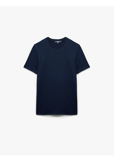 Koton Kısa Kollu Bisiklet Yaka Basic Slim Fit Tişört Lacivert 6wam10061hk Lacivert