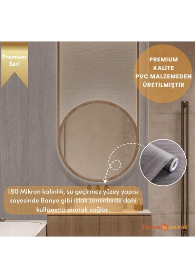Technosmart 60 100cm Kendinden Yapışkanlı Balıksırtı Desenli Premium Duvar Kağıdı Masa Dolap Kaplama Vizon