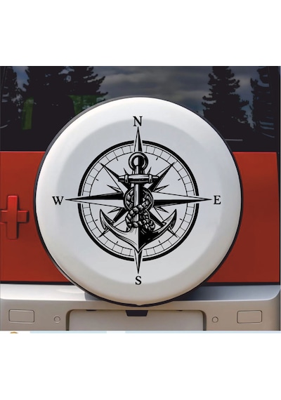 Pusula Ve Çapa Sticker - Araba Oto Motosiklet Karavan Cam Araç Sticker - 00188 40x40 Cm