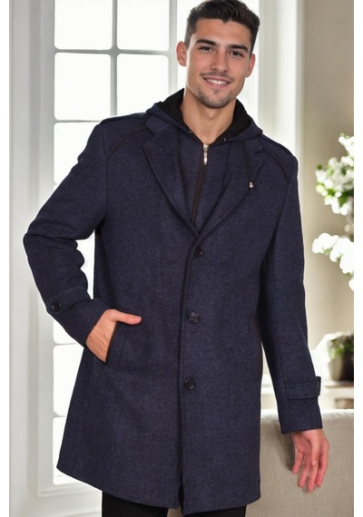 Plt9401 Dewberry Erkek Palto-desenli Lacivert Desenli Lacivert