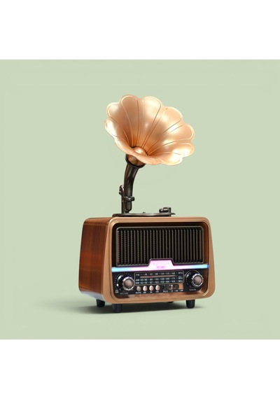 Rt-601 Gramafon Nostaljik Radyo,bluetooth Led Detay Nostalji Radyo