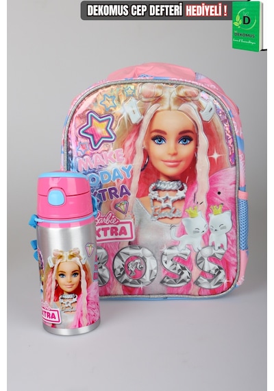 X Dekomus Lisanslı Barbie Extra Glam Collection Tek Bölmeli Küçük Boy 35 Cm Anaokul Çantası Ve 500 Ml Matara Seti Altın