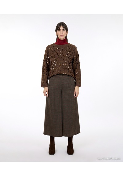 Yargıcı Wide Leg Normal Bel Pantolon 26kkpn3032x 003 Kahverengi