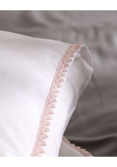 Madame Coco Isabelle %100 Pamuk 2'li Yastık Kılıfı - Beyaz/pudra 8684427287354 Beyaz