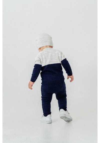 Babyhola Çocuk Teddy Bear Detay Kazak Pantolon Bere Triko Kışlık Takım 22113 Lacivert