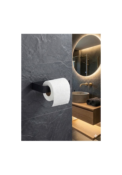 Buççin Online Mağaza Modern Mat Siyah Metal Tuvalet Kağıdı Tutacağı Yapışkanlı Minimal Duvara Monte Kağıtlık Metal Çok Renkli