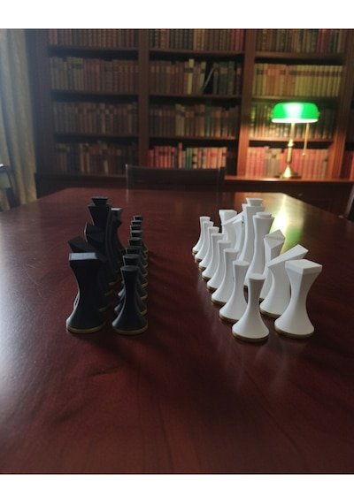 Modern Minimalist Tasarım Satranç Taşları Seti 3d Baskı Pla Malzeme Tam İki Takım