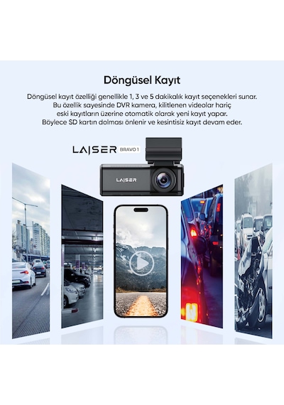 Laiser Bravo 1 Araç Kamerası 2 Kanal 2k + Fhd Arka Hdr Gps Wi-fi 3,2" Ips Ekran
