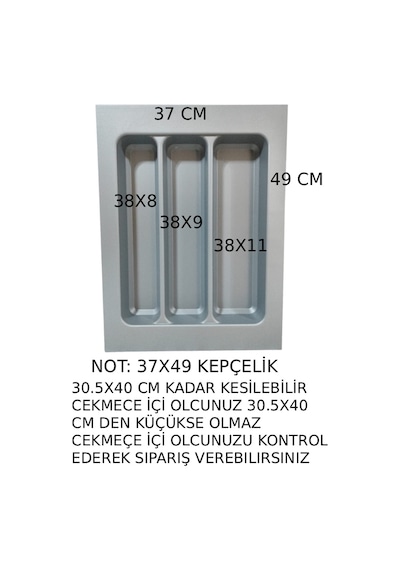 37/49 Cm 2'li Takım Cekmece Içi Kasıklık Ve Kepçelik Grı 30/40 Cm Kadar Kesılebılır 