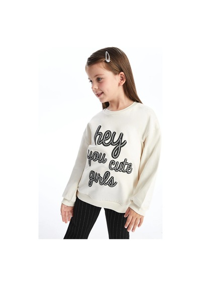 LC Waikiki Lcw Kids Ekru Bisiklet Yaka Uzun Kollu Baskılı Kız Çocuk Sweatshirt Ve Tayt 2'li Takım LC Waikiki Lcw Kids Ekru Bisiklet Yaka Uzun Kollu Baskılı Kız Çocuk Sweatshirt Ve Tayt 2'li Takım