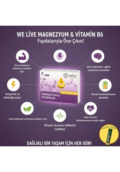 Magnezyum & Vitamin B6 Takviye Edici Gıda 60 Tablet - Enerji Desteği, Kas Ve Sinir Sağlığı
