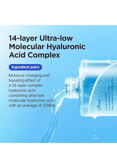 Ultra Düşük Moleküler Hiyalüronik Asit Toner 300 Ml 10,14 Fl.oz Hızlı Emici Hiyalüronik Asit Toner Cildi Derinlemesine Nemlendirir Ve Pürüzsüzleştirir