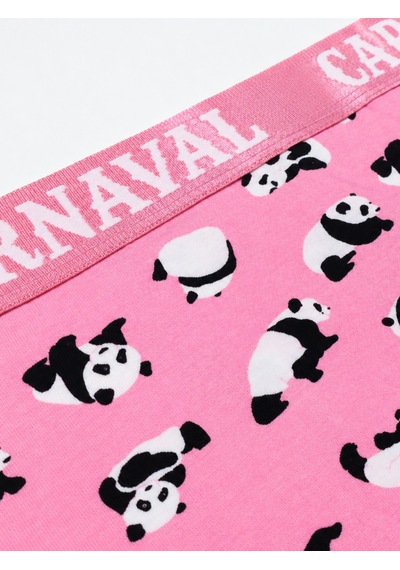 Carnaval Socks Panda Desenli Kadın Brazilian Külot Pamuklu Likralı Pembe Çok Renkli